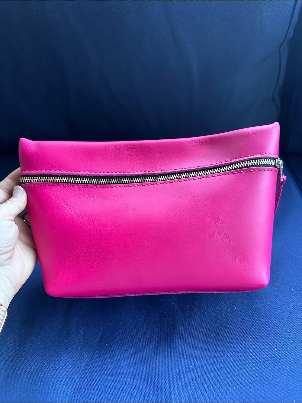 Portland Leather Hot Pink Zip XL Cosmetic Pouch - Picture 2 of 5